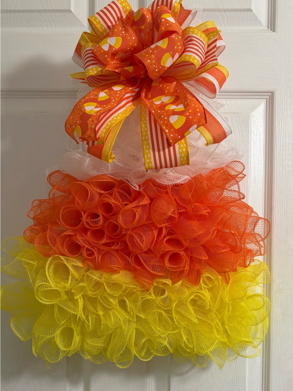 Handmade Candy Corn Door Wreath - Orange & Yellow Party Décor
